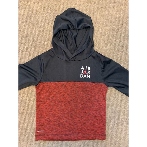Nike Air Jordan Hooded Shirt Toddler 24M Long Sleeve Dri Fit Colorblock Pullover - Picture 1 of 7